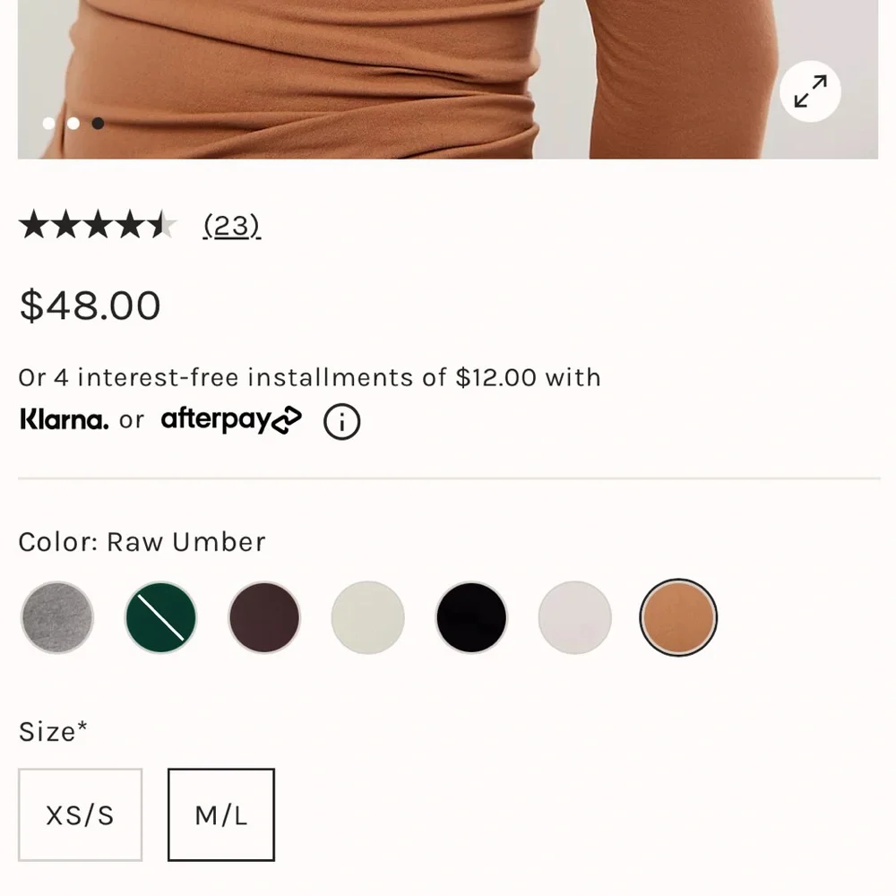 NWOT Free People Off The Shoulder Long-Sleeve Raw Umber (nutmeg) Size M/L (8-14) - Picture 4 of 6